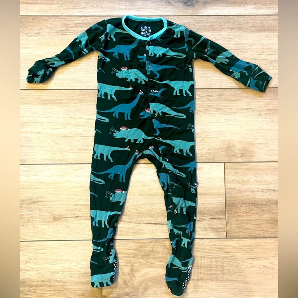 Kickee Pants Santa Dinos Classic Footie